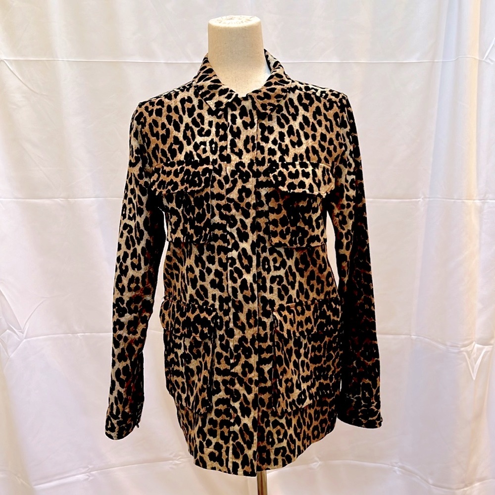 GANNI leopard heavy linen jacket 38DK/USM